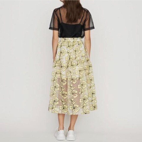 MAJE
Jizia Floral-embroidered Midi Skirt In Yellow - Picture 3 of 6